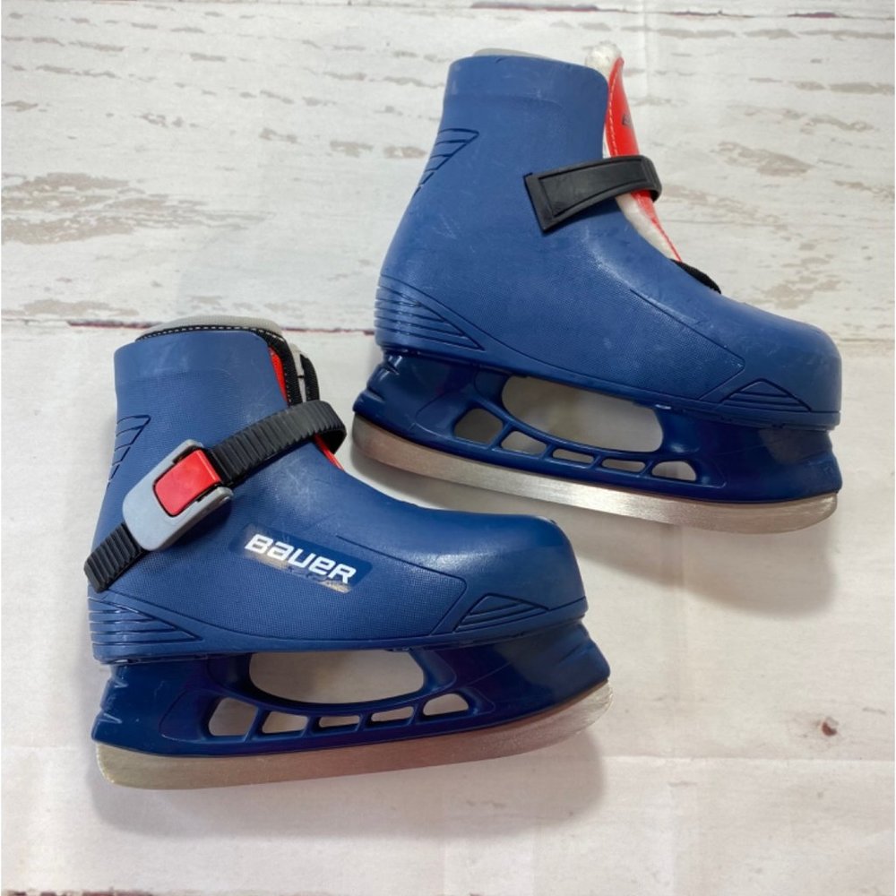 Bauer Lil' Champ Hockey Ice Skates Youth Size 10/11 Toddler Boy Blue